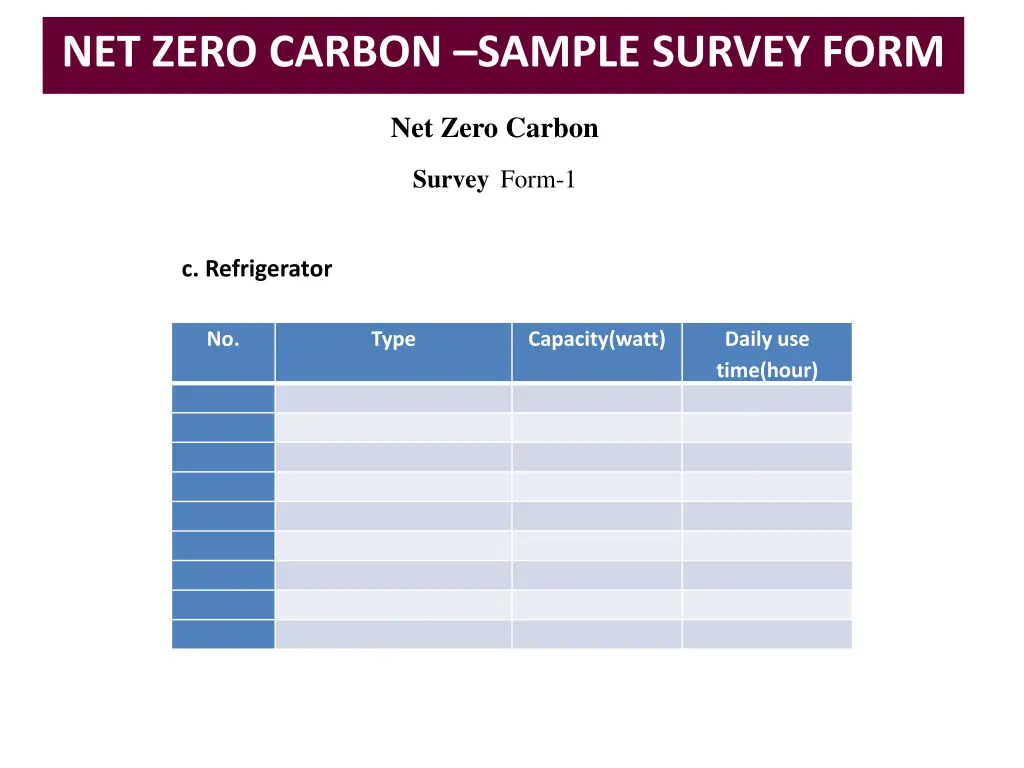 net zero carbon sample survey form 6