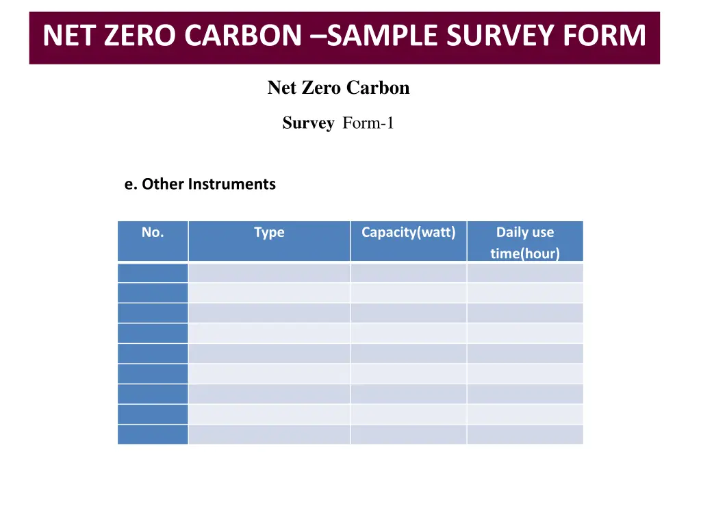 net zero carbon sample survey form 8
