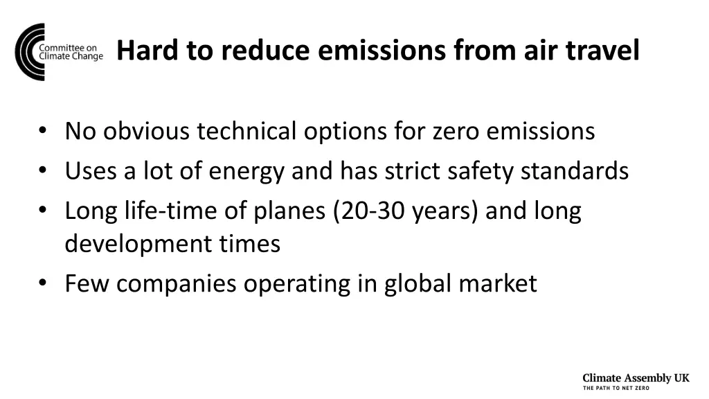 hard to reduce emissions from air travel