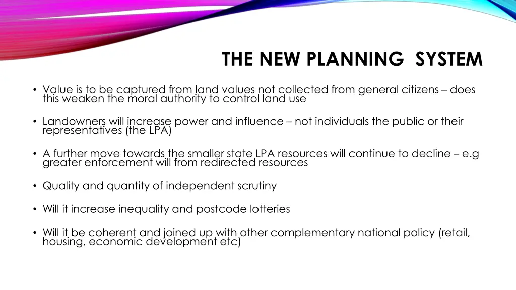 the new planning system