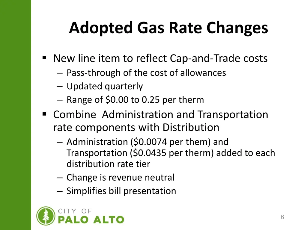 adopted gas rate changes