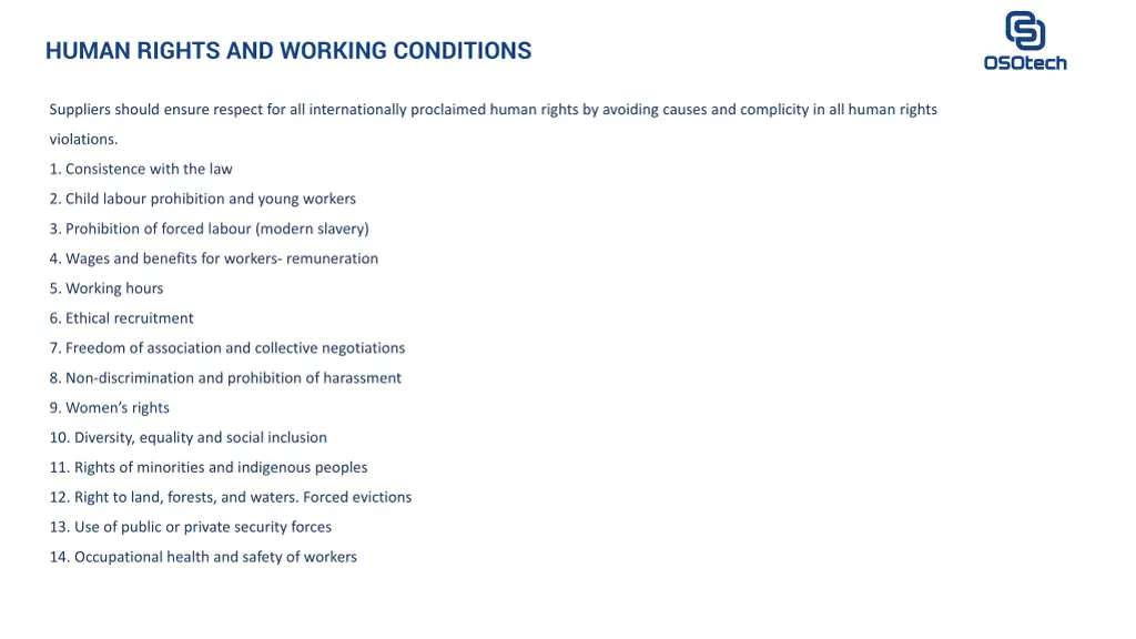 human rights and working conditions