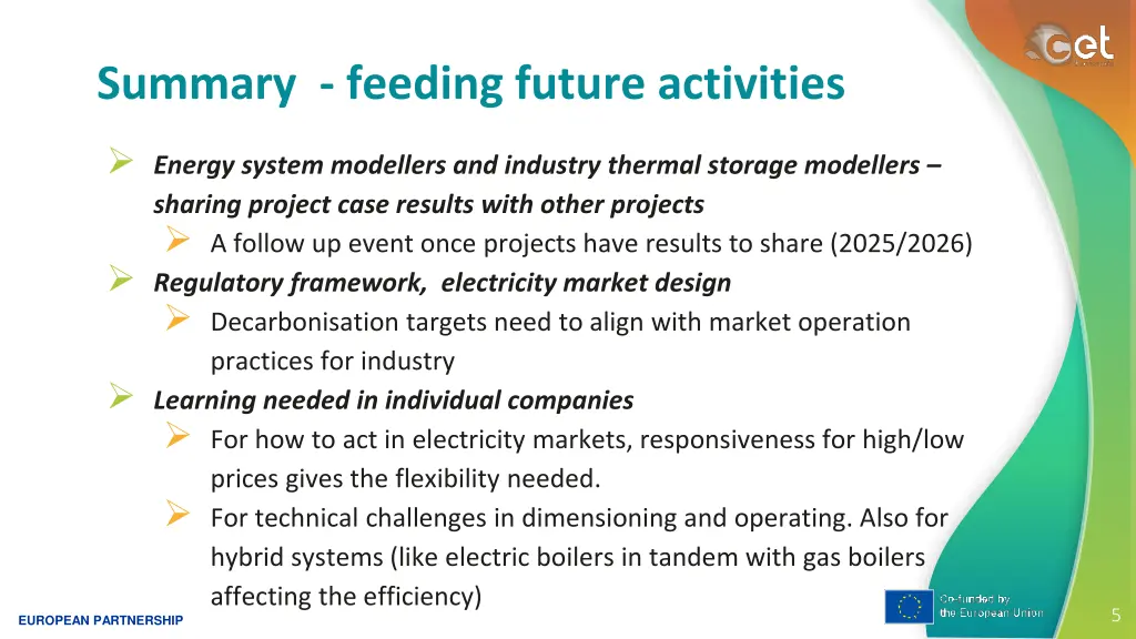 summary feeding future activities