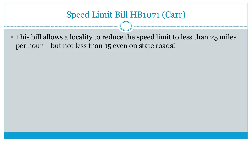 speed limit bill hb1071 carr