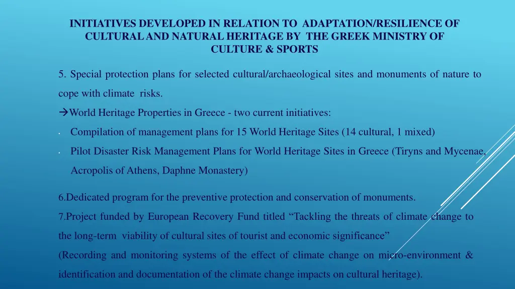 initiatives developed in relation to adaptation 1