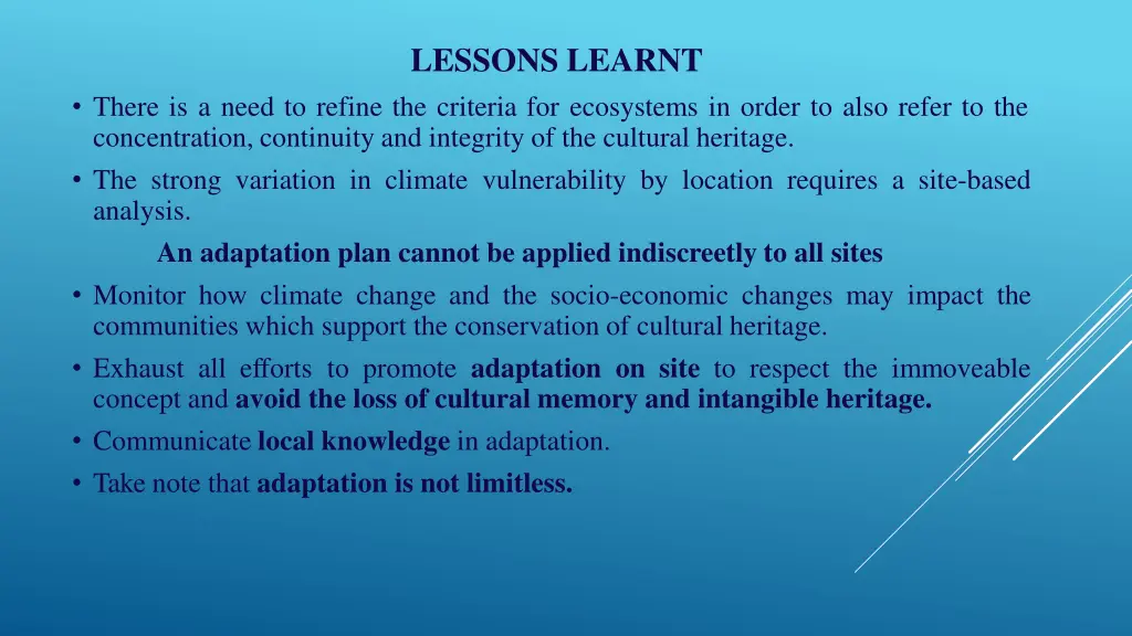 lessons learnt