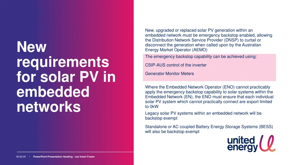 new upgraded or replaced solar pv generation