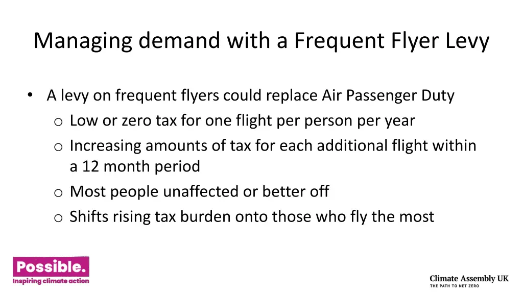 managing demand with a frequent flyer levy