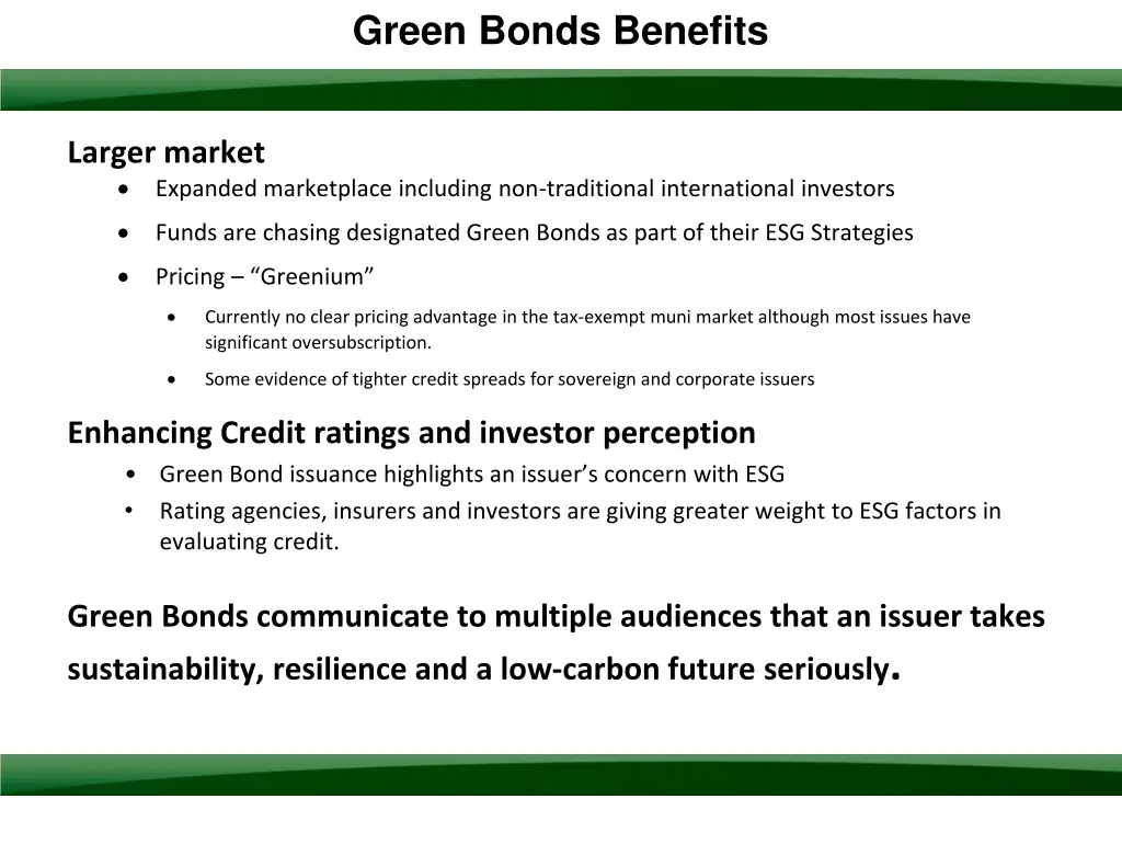 green bonds benefits