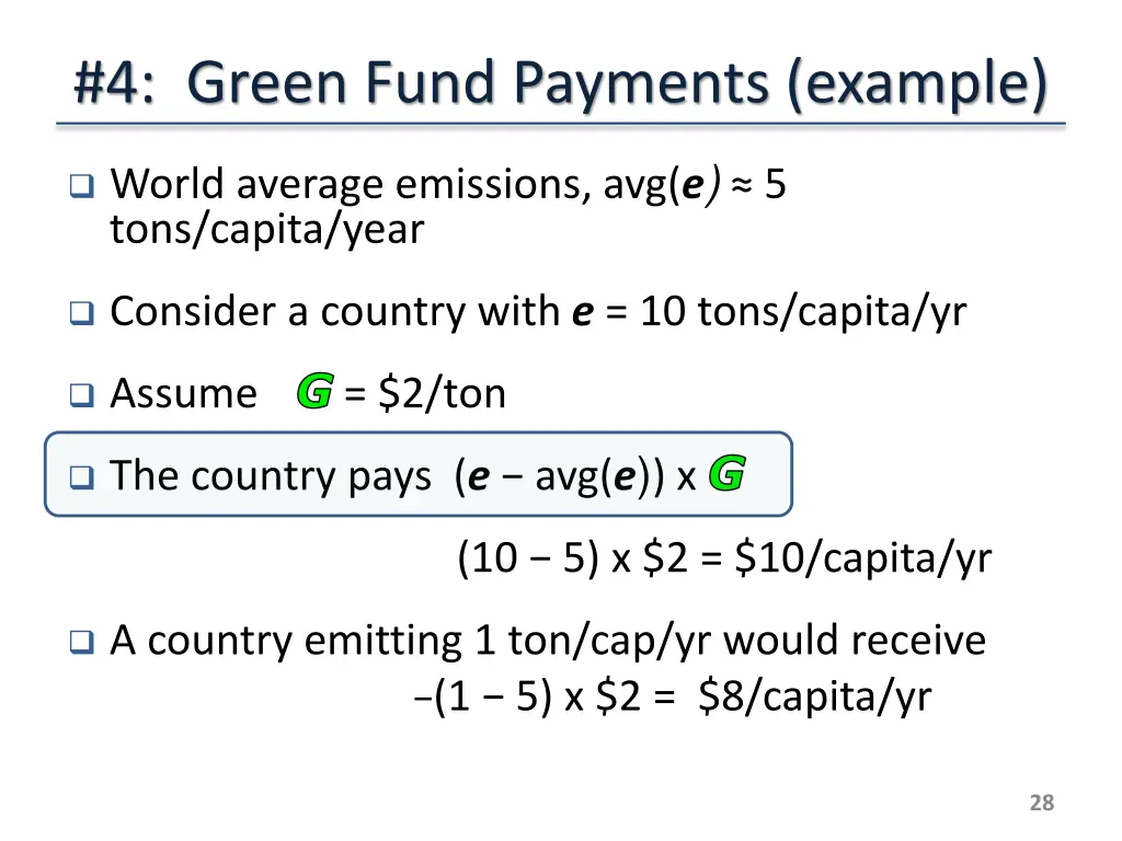 4 green fund payments example