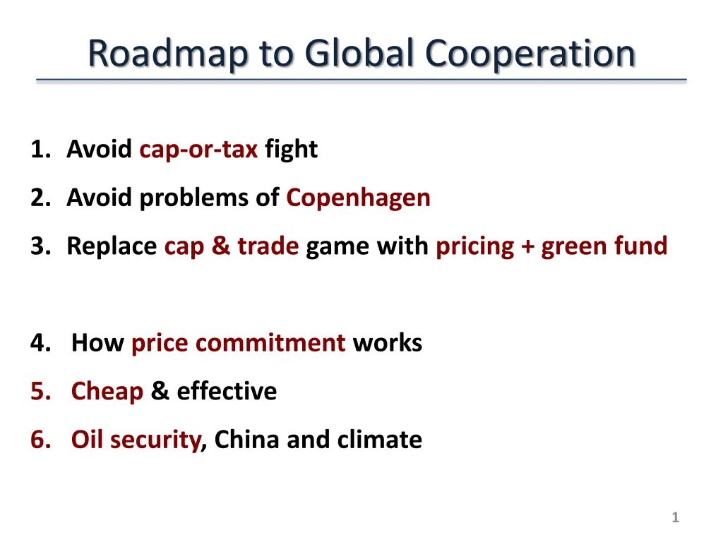 roadmap to global cooperation