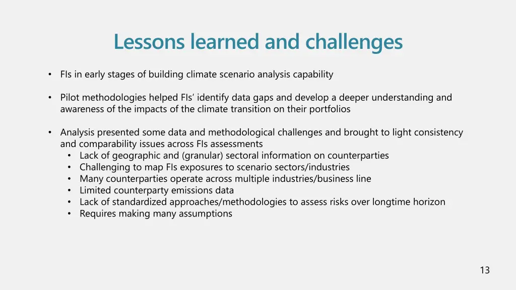 lessons learned and challenges