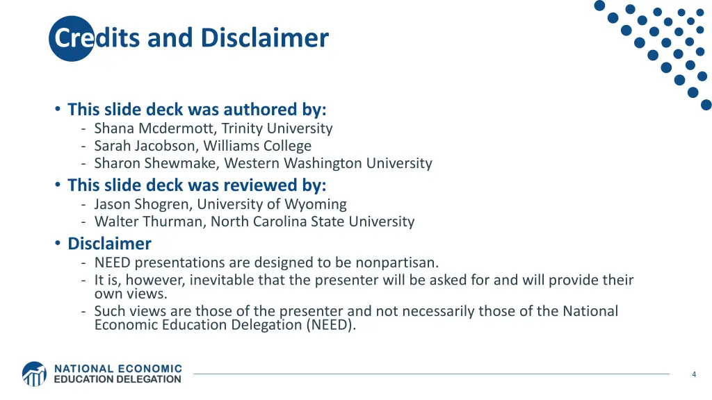 credits and disclaimer