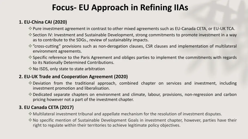 focus eu approach in refining iias
