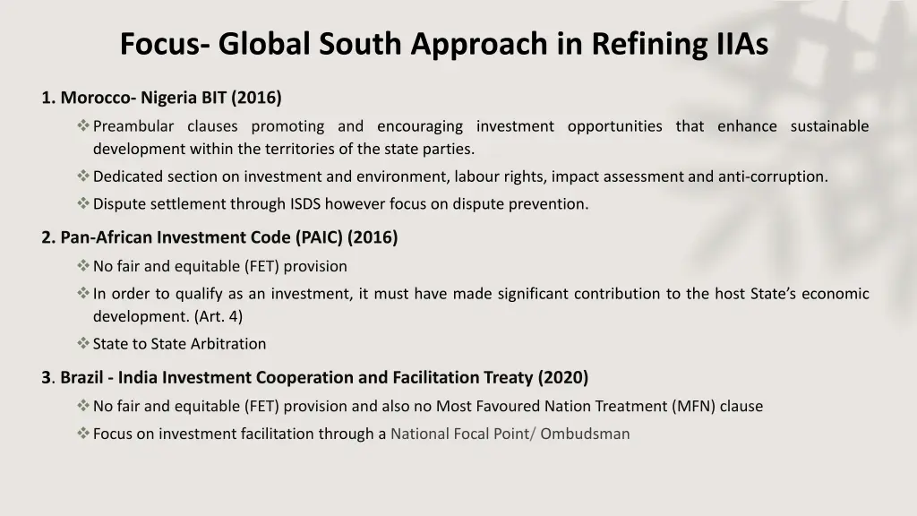focus global south approach in refining iias
