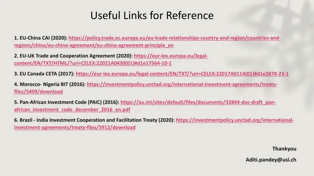 useful links for reference