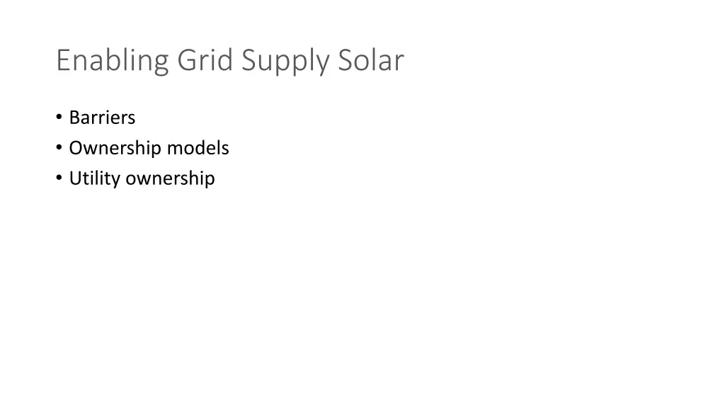enabling grid supply solar