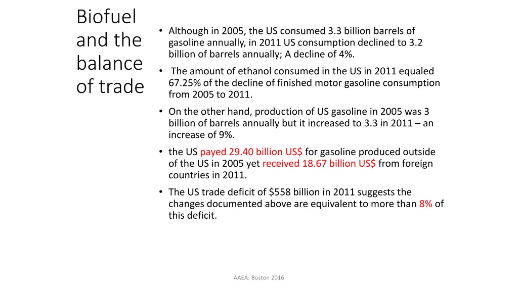 biofuel and the balance of trade