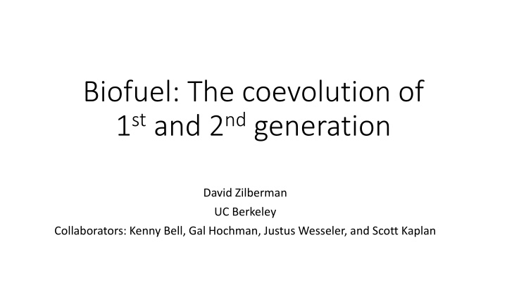 biofuel the coevolution