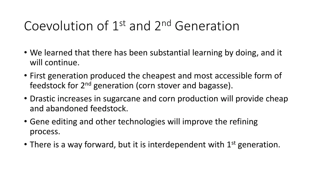 coevolution of 1 st and 2 nd generation