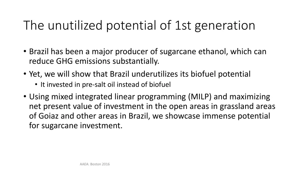 the unutilized potential of 1st generation