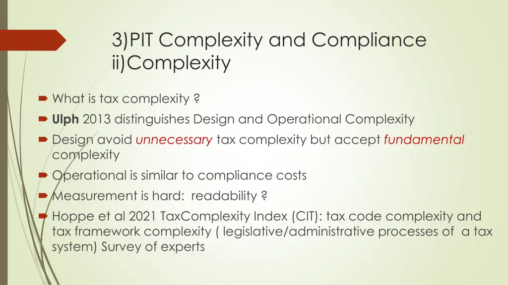 3 pit complexity and compliance ii complexity
