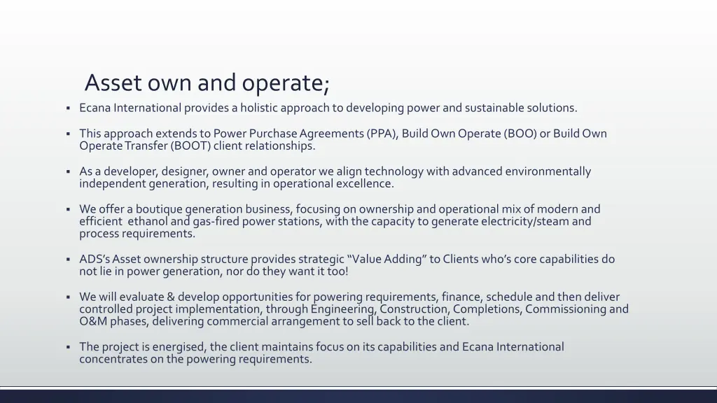 asset own and operate