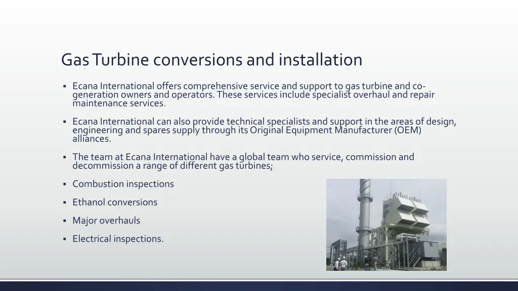 gas turbine conversions and installation