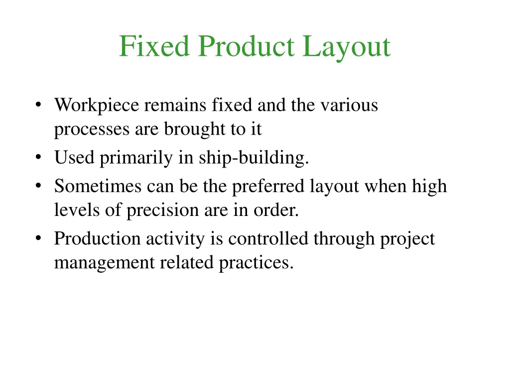 fixed product layout