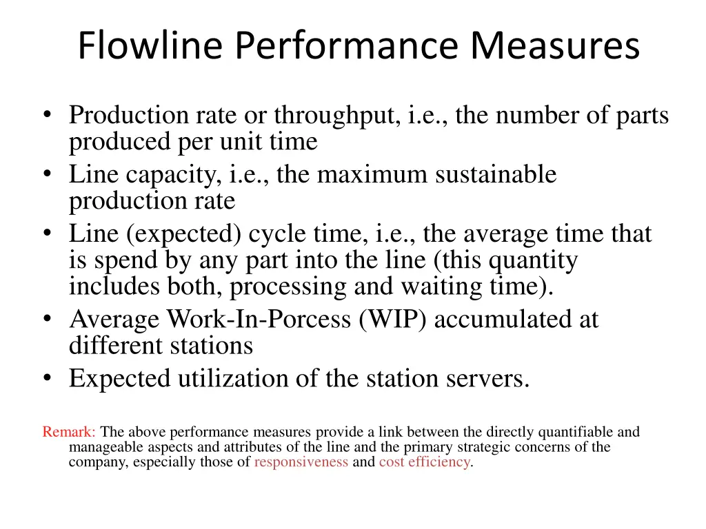 flowline performance measures