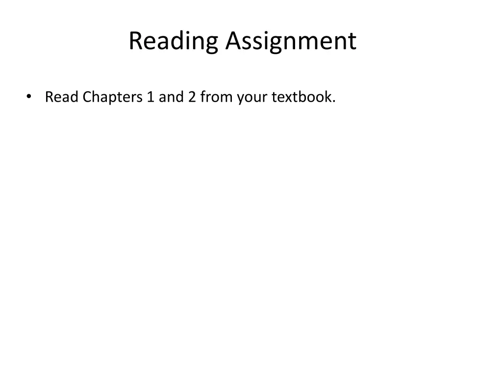reading assignment