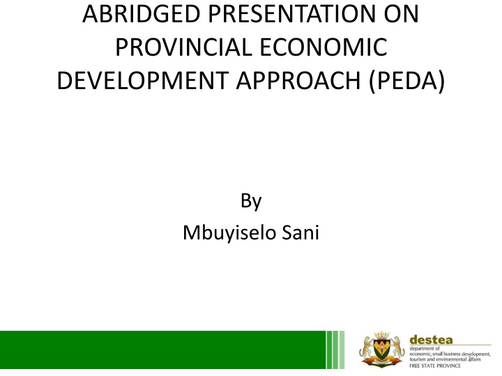 abridged presentation on provincial economic