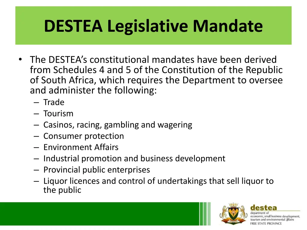 destea legislative mandate