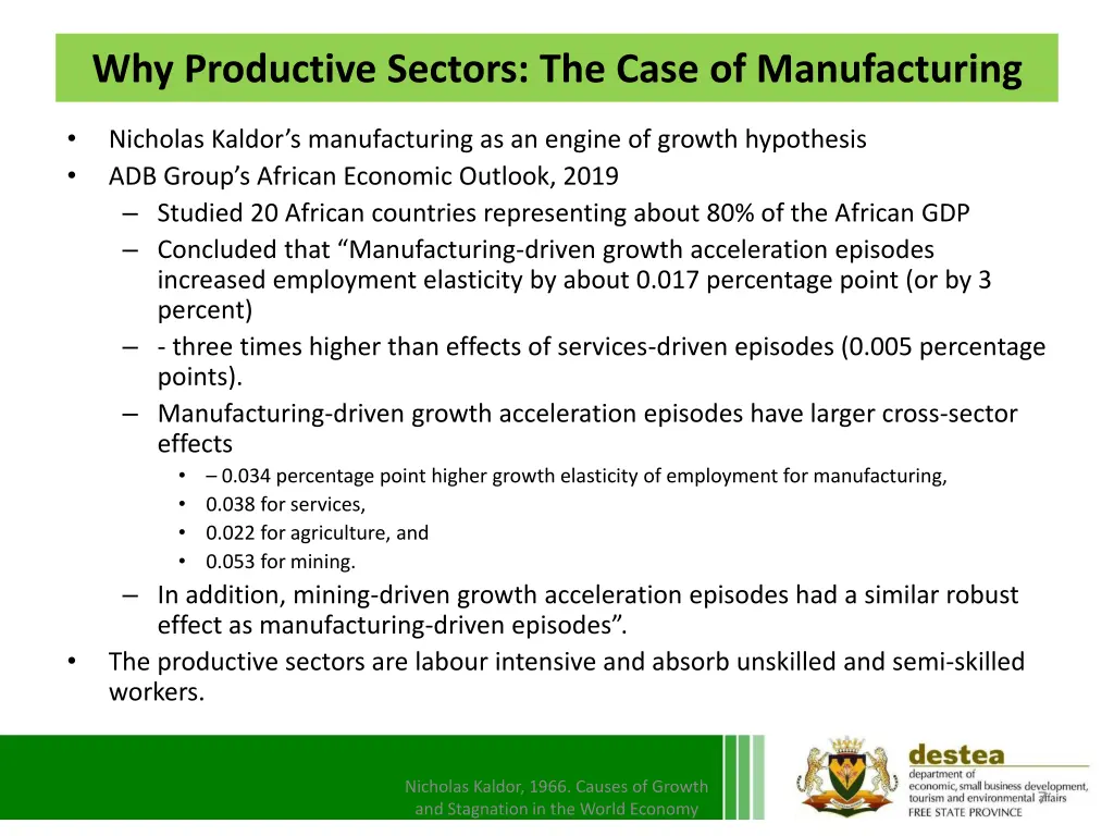 why productive sectors the case of manufacturing