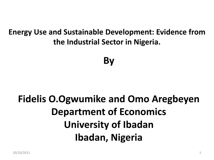 energy use and sustainable development evidence