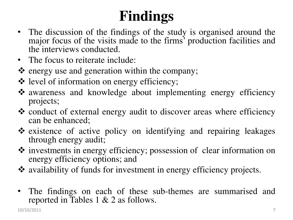 findings