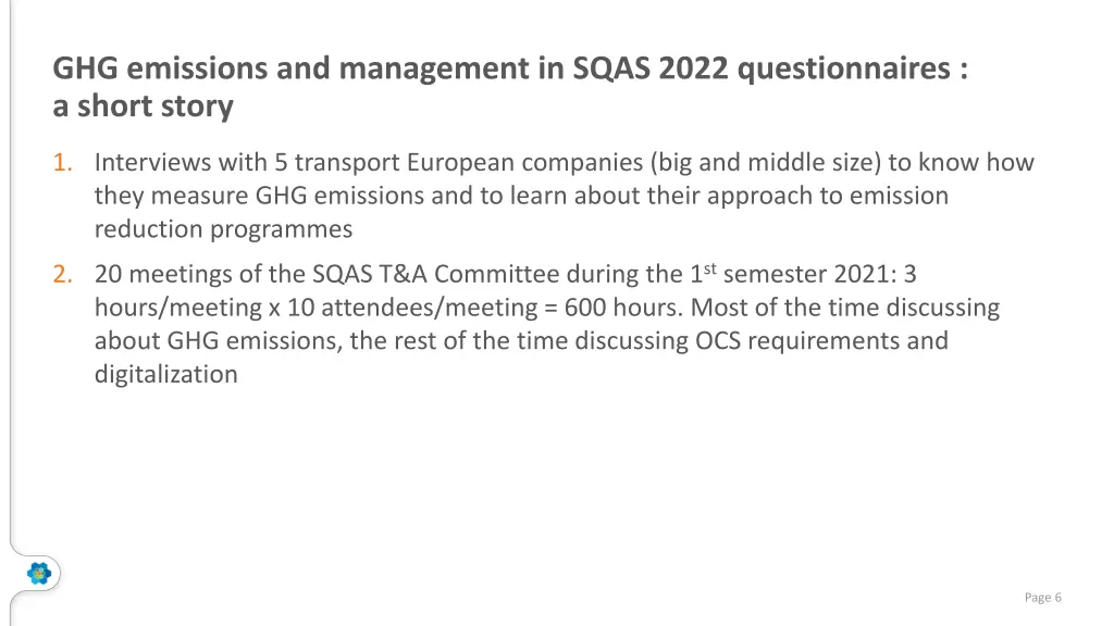 ghg emissions and management in sqas 2022