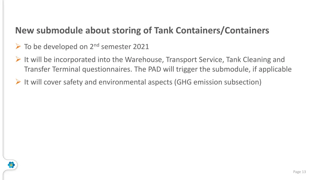 new submodule about storing of tank containers