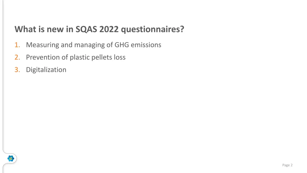 what is new in sqas 2022 questionnaires