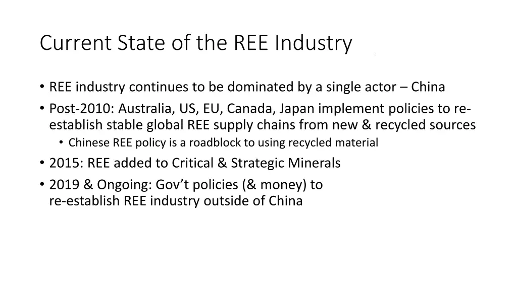 current state of the ree industry