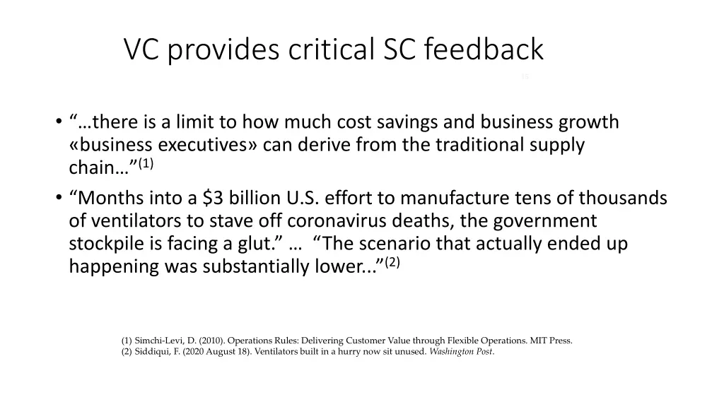 vc provides critical sc feedback