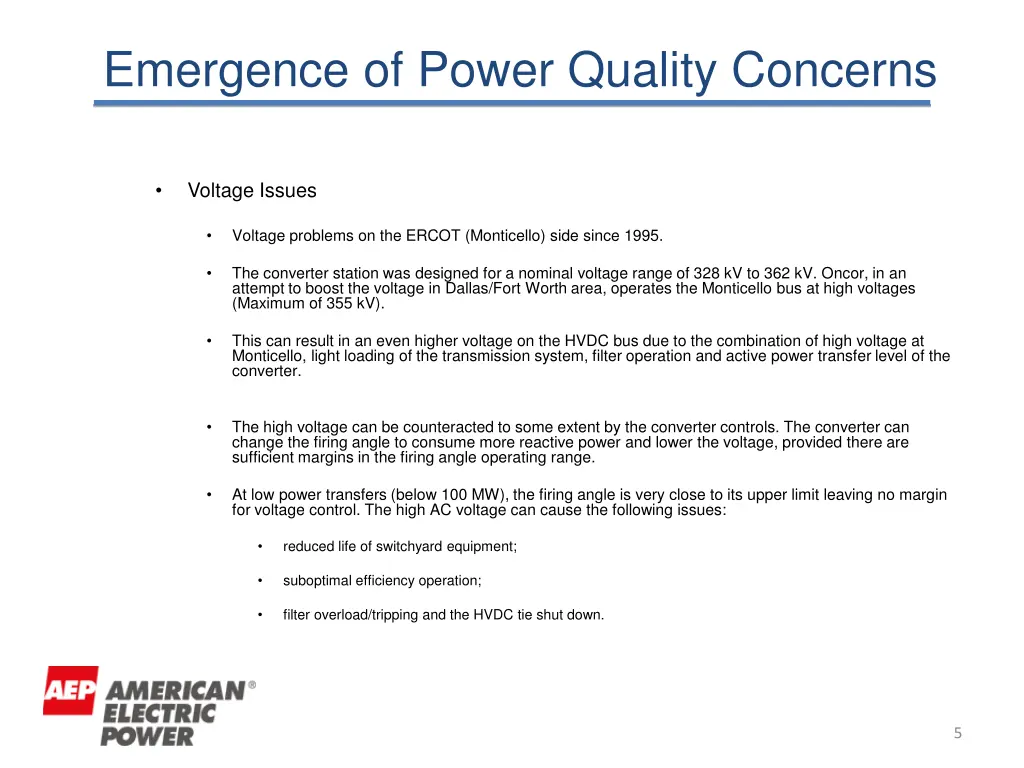 emergence of power quality concerns