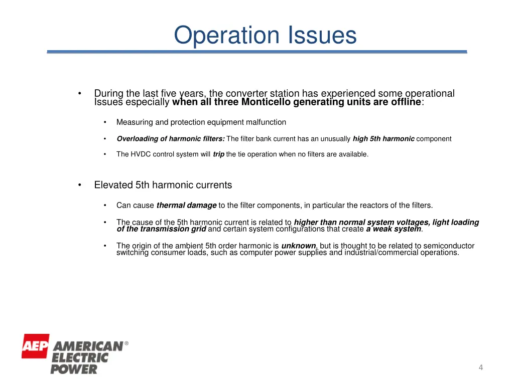 operation issues