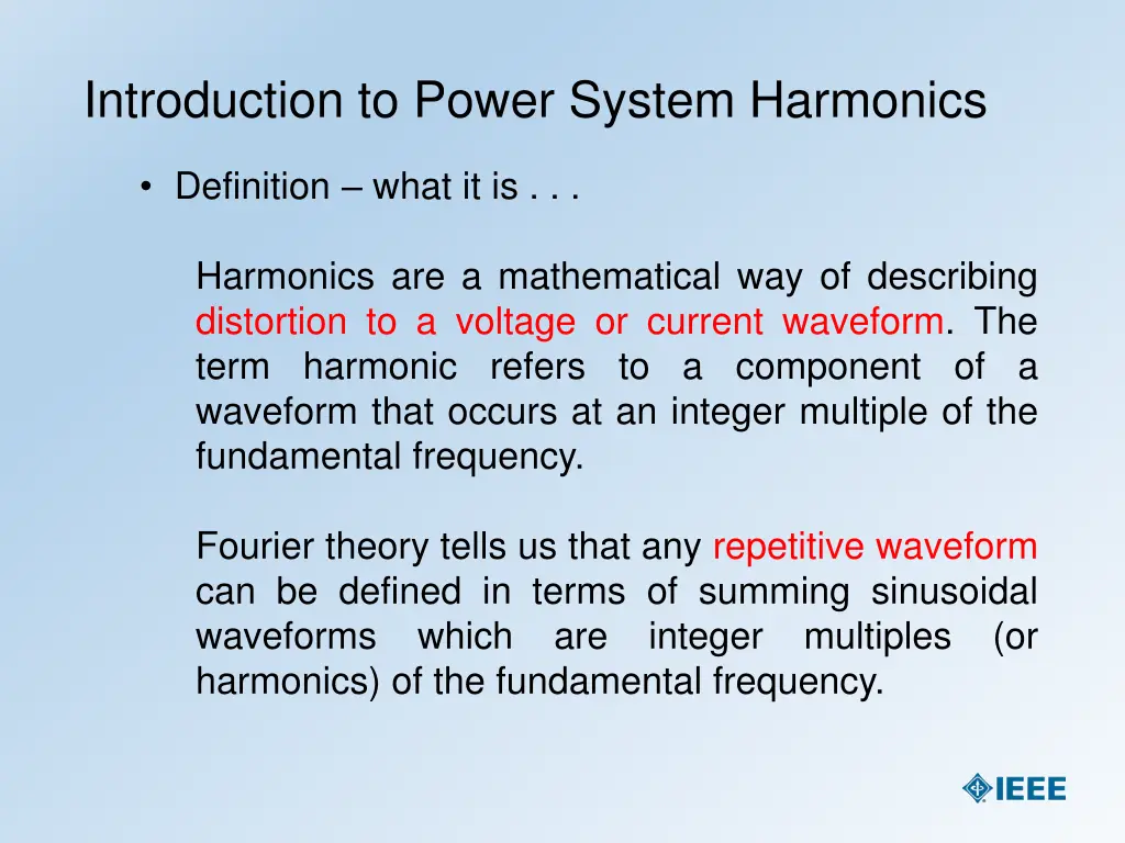 introduction to power system harmonics