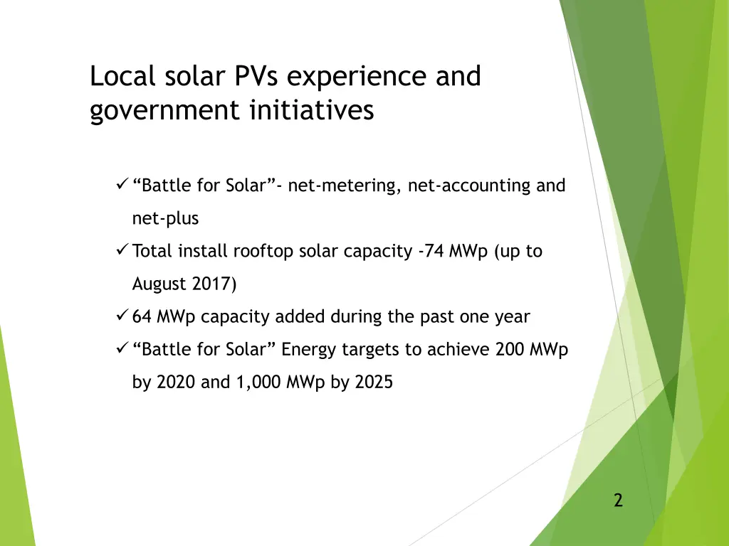 local solar pvs experience and government