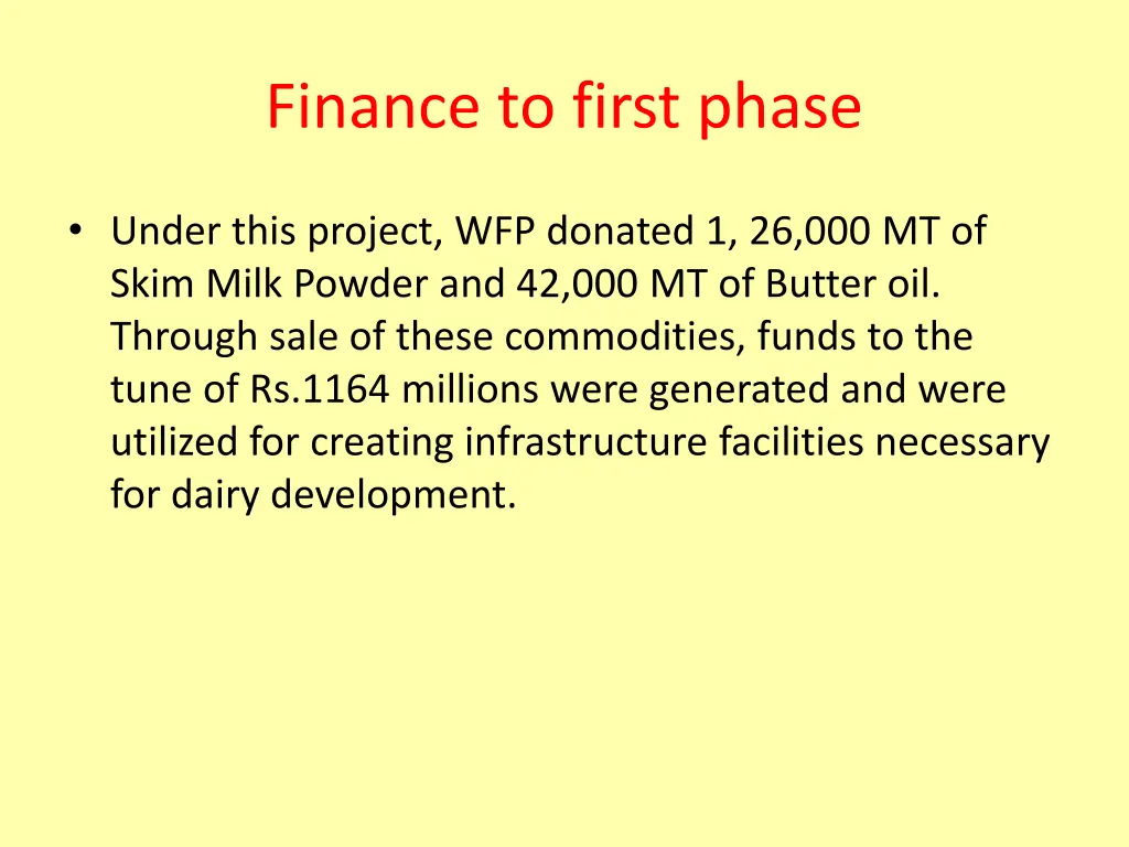finance to first phase