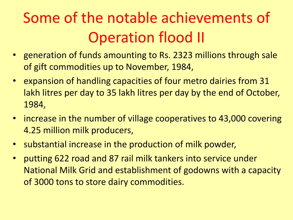 some of the notable achievements of operation