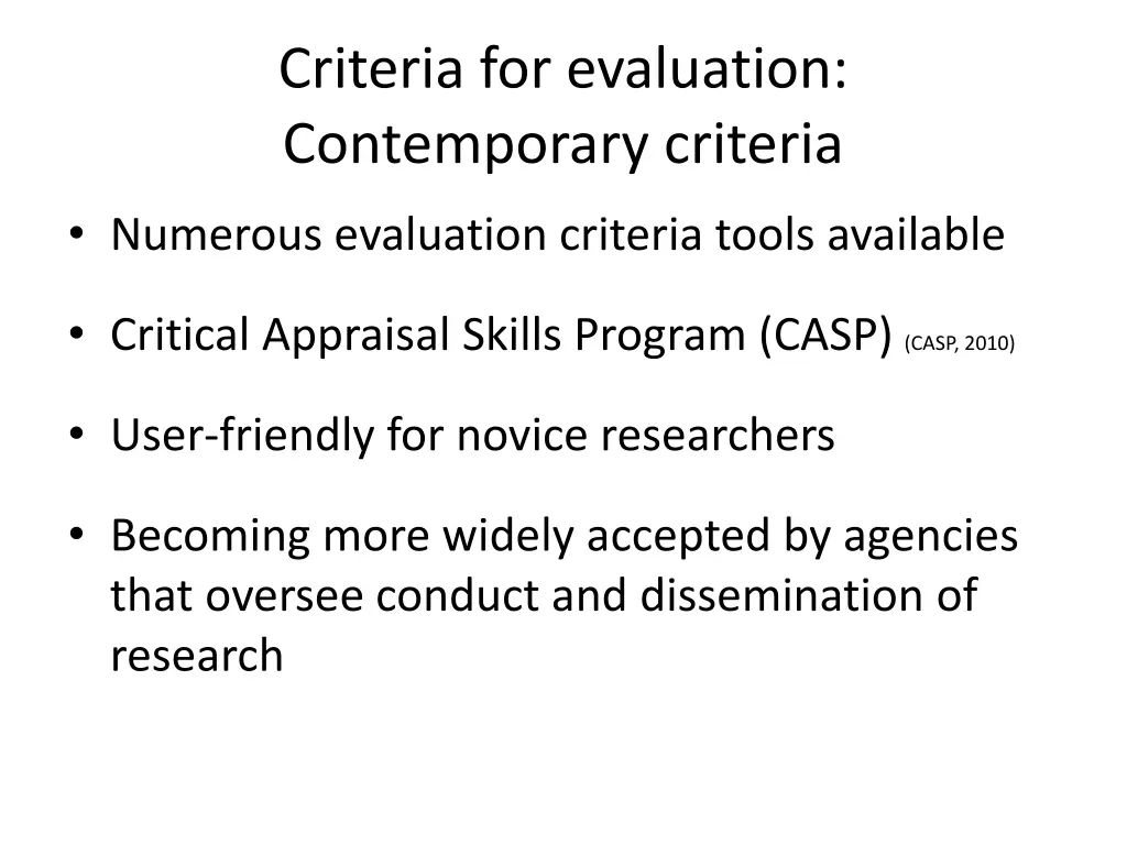 criteria for evaluation contemporary criteria 1