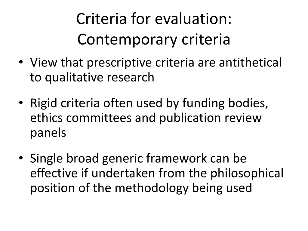 criteria for evaluation contemporary criteria