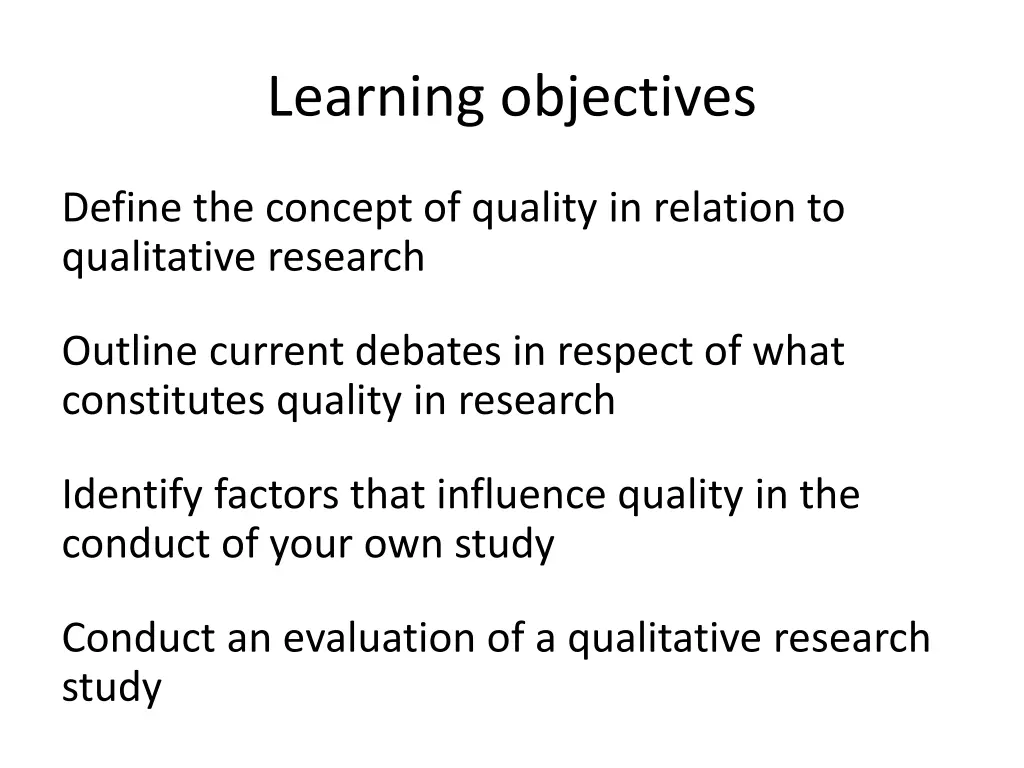 learning objectives